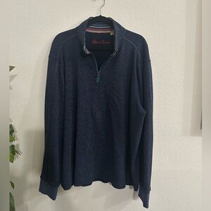 Robert Graham Blue Zip Up Sweater Classic Knit Sz 3XL